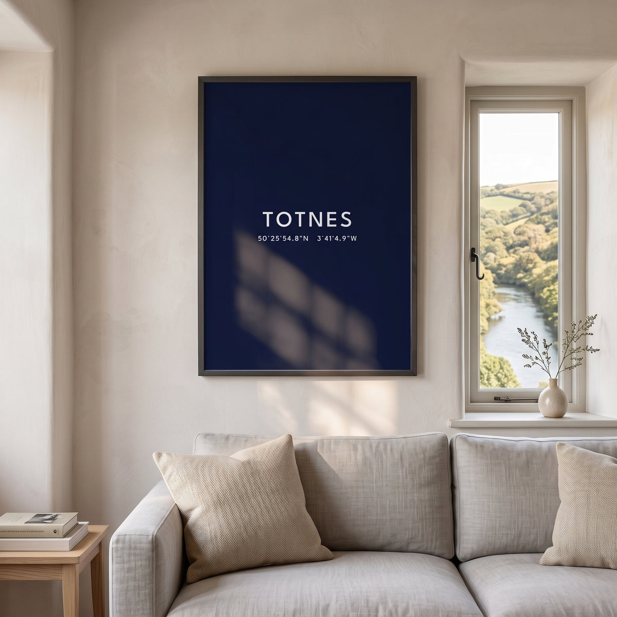 Your Town Merch — Totnes Framed Coordinates Print (Navy) lifestyle