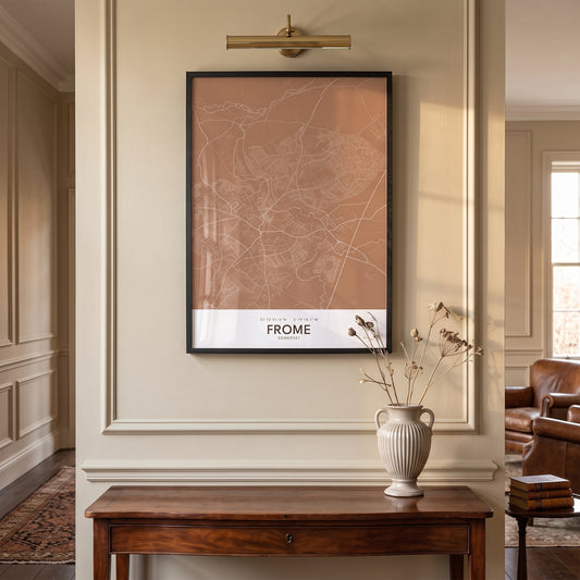 Your Town Merch — Frome Framed Map Print (Terracotta) lifestyle
