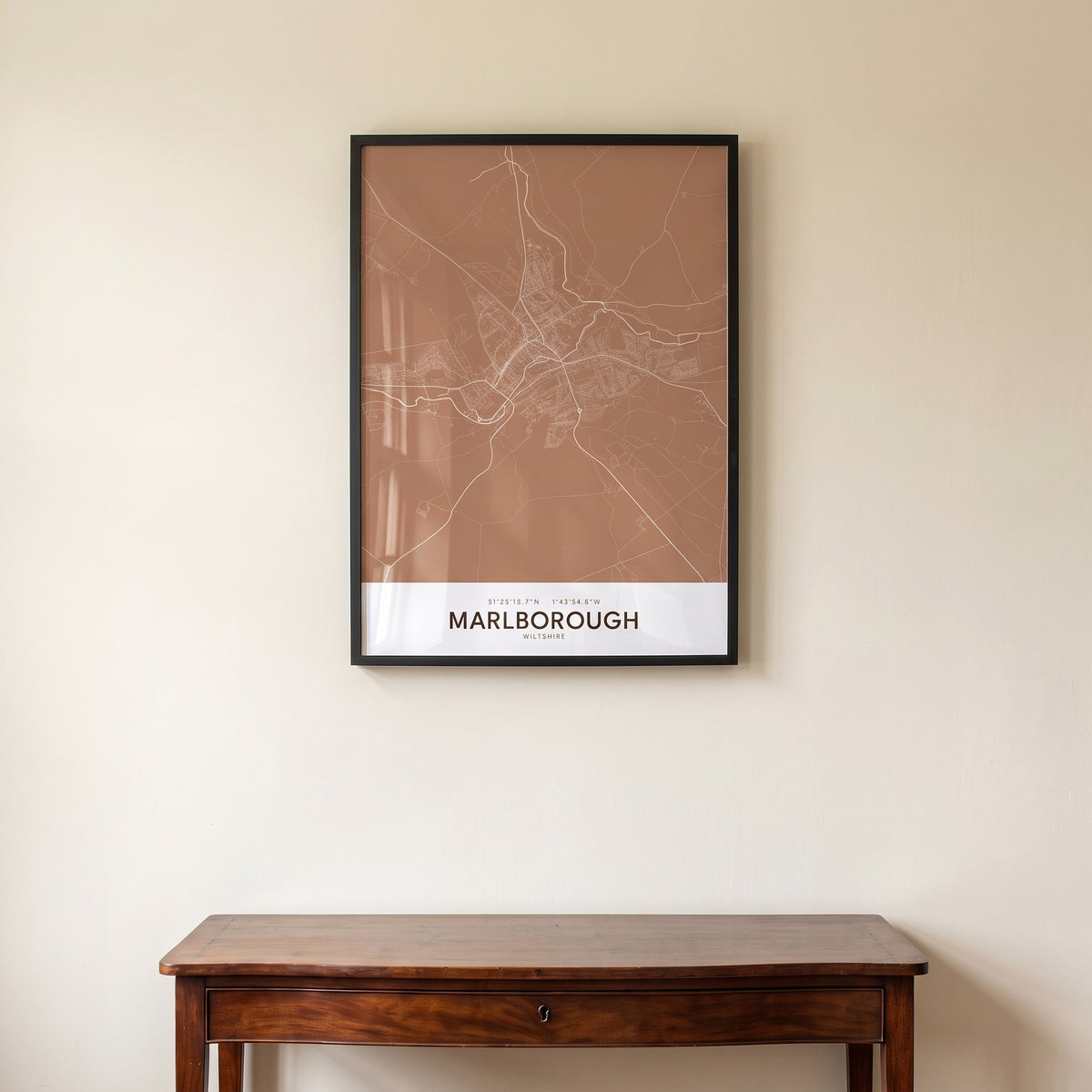 Your Town Merch — Marlborough Framed Map Print (Terracotta) lifestyle