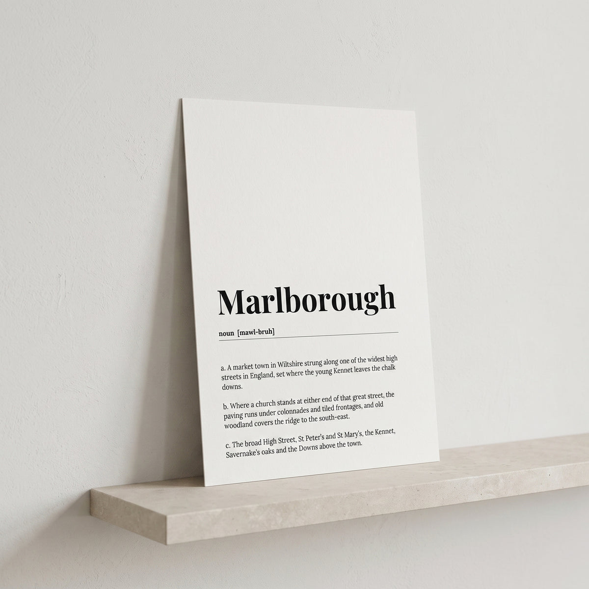 Your Town Merch — Marlborough Dictionary Print lifestyle