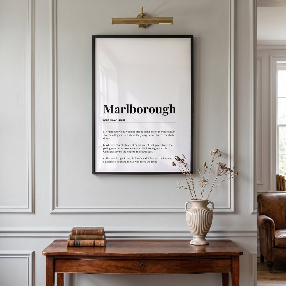 Your Town Merch — Marlborough Framed Dictionary Print lifestyle