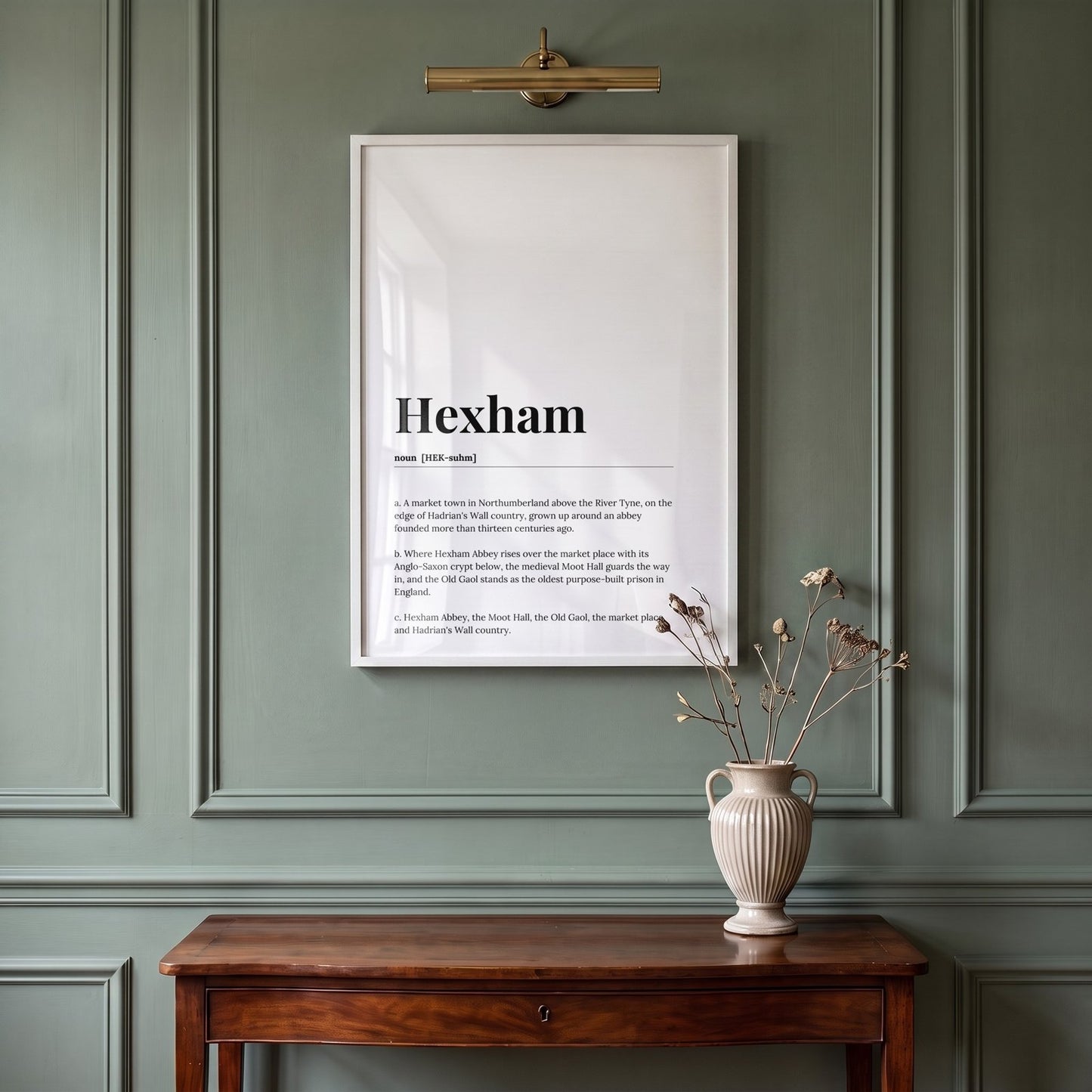 Hexham — Framed Dictionary Print