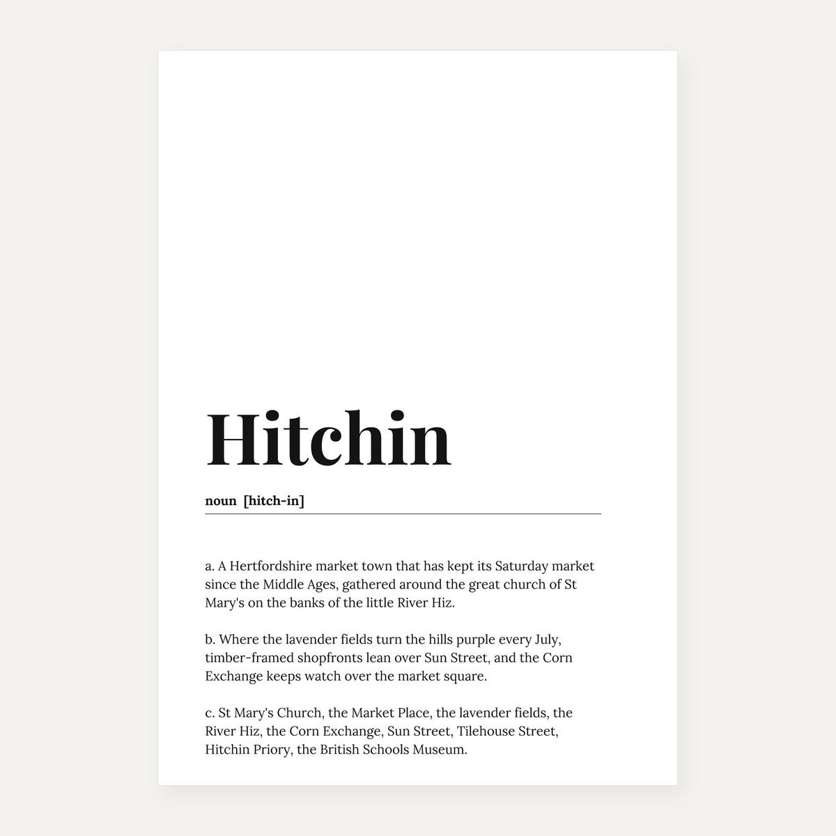 Hitchin — Dictionary Print
