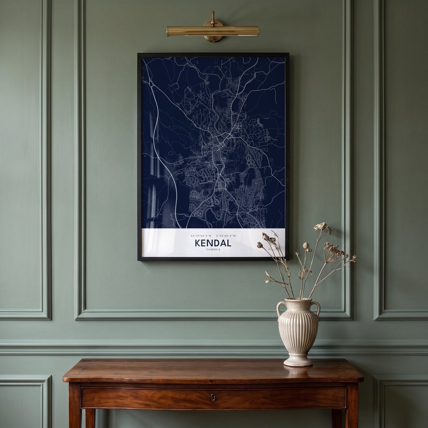 Kendal — Framed Map Print (Navy)