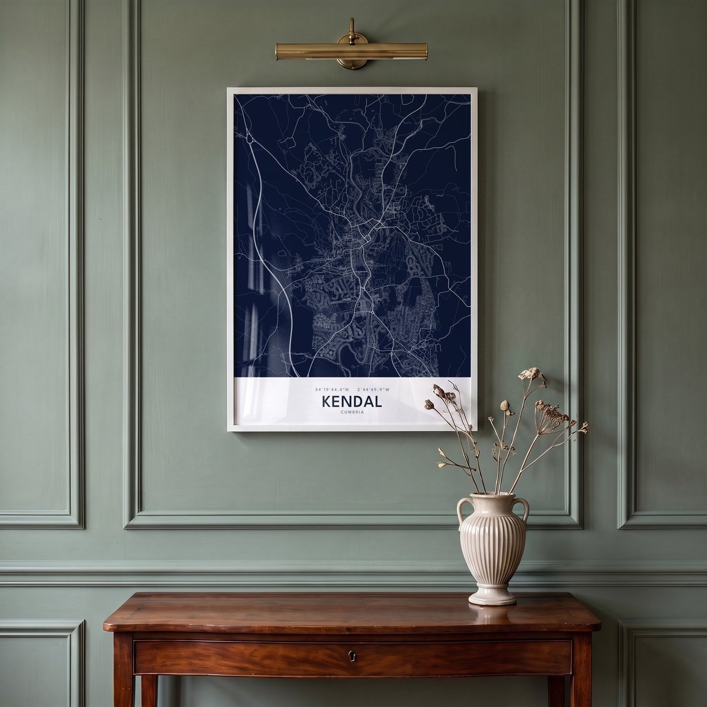 Kendal — Framed Map Print (Navy)