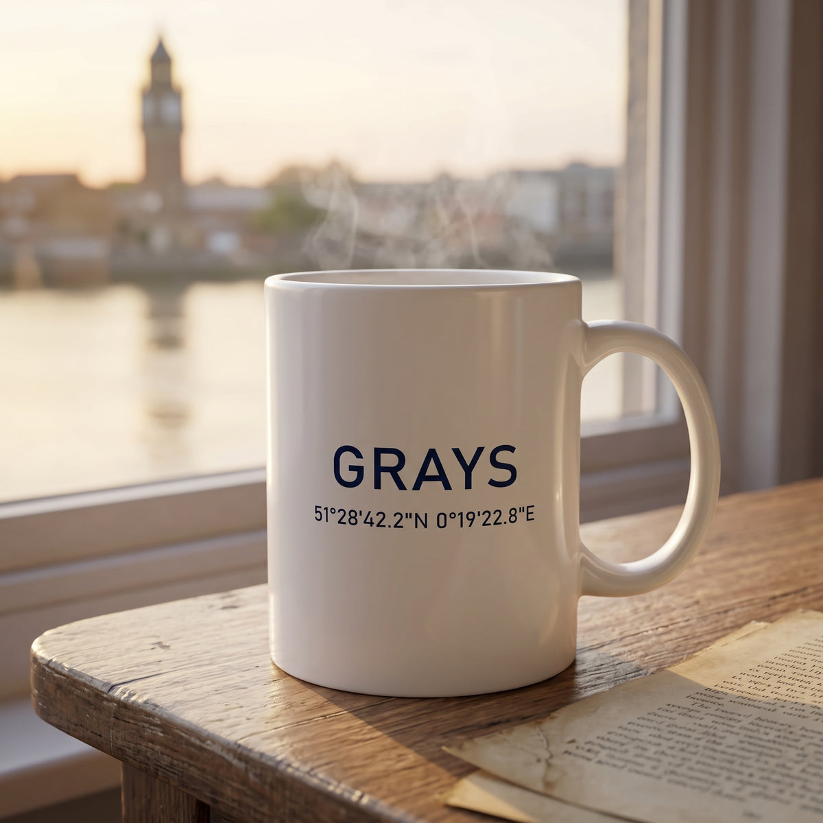 Your Town Merch — Grays Coordinates Ceramic Mug lifestyle