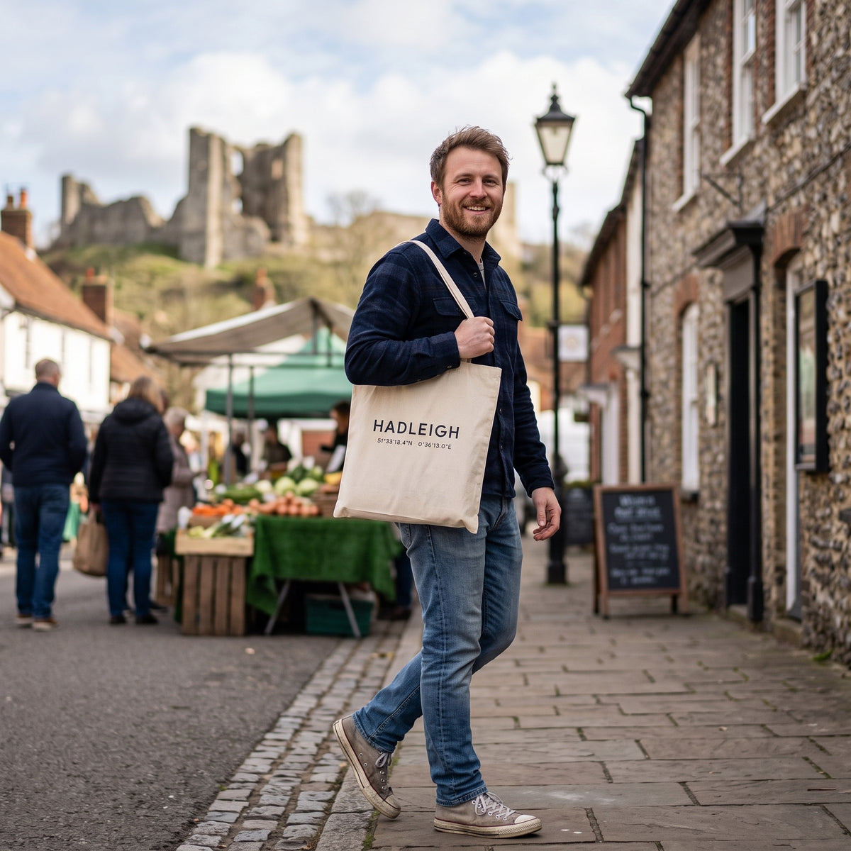 Your Town Merch — Hadleigh Coordinates Natural Tote lifestyle