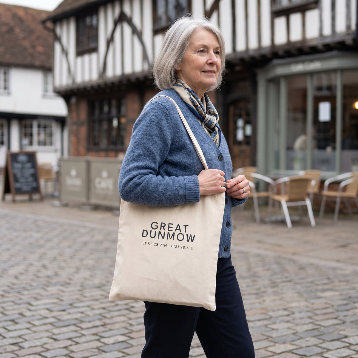 Your Town Merch — Great Dunmow Coordinates Natural Tote lifestyle