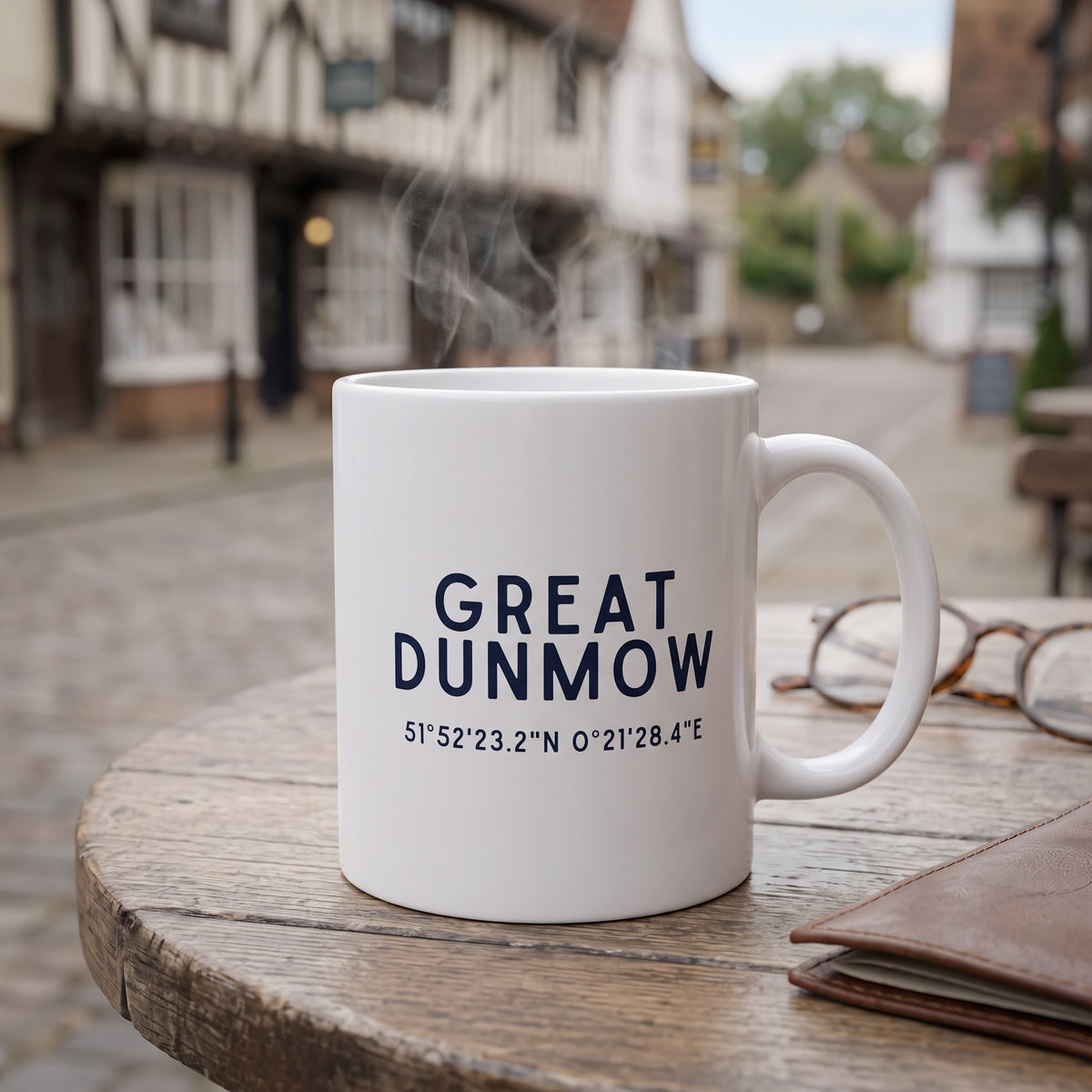 Your Town Merch — Great Dunmow Coordinates Ceramic Mug lifestyle