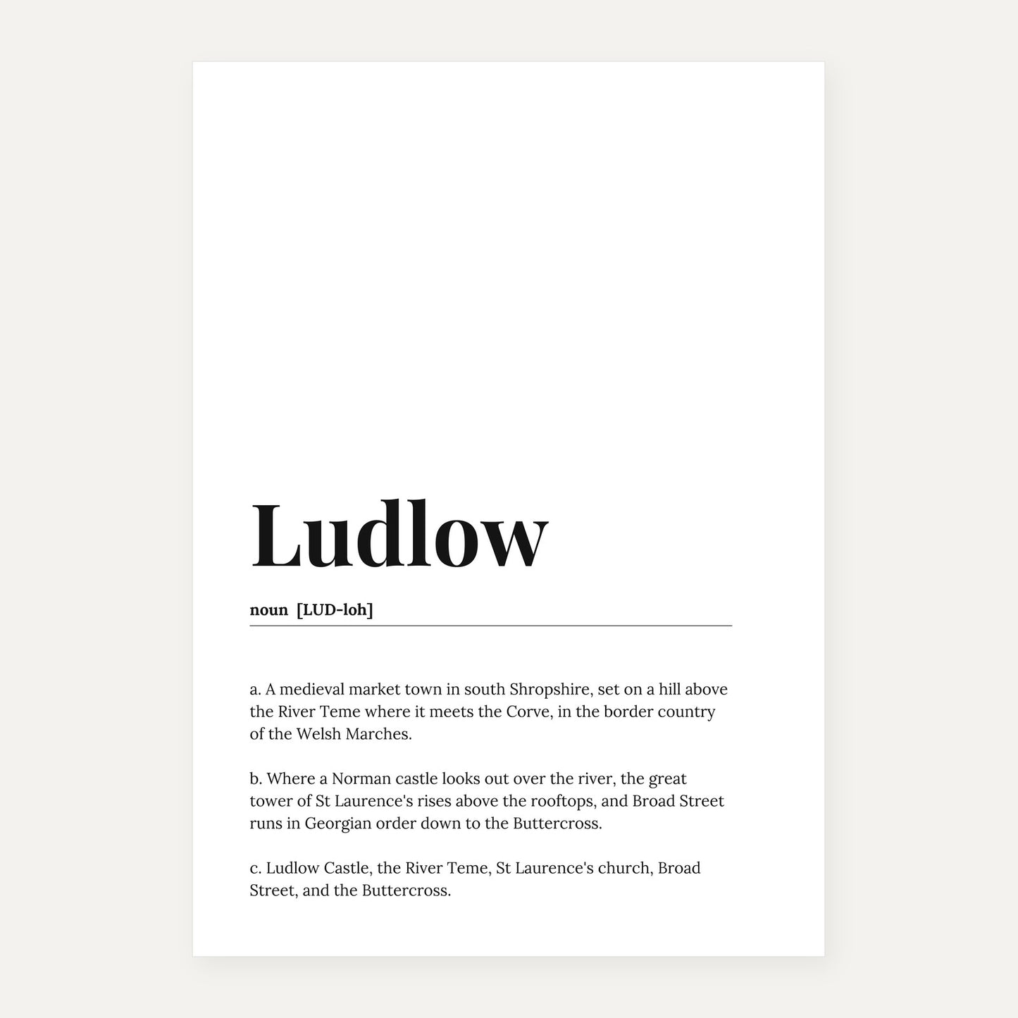 Ludlow — Dictionary Print