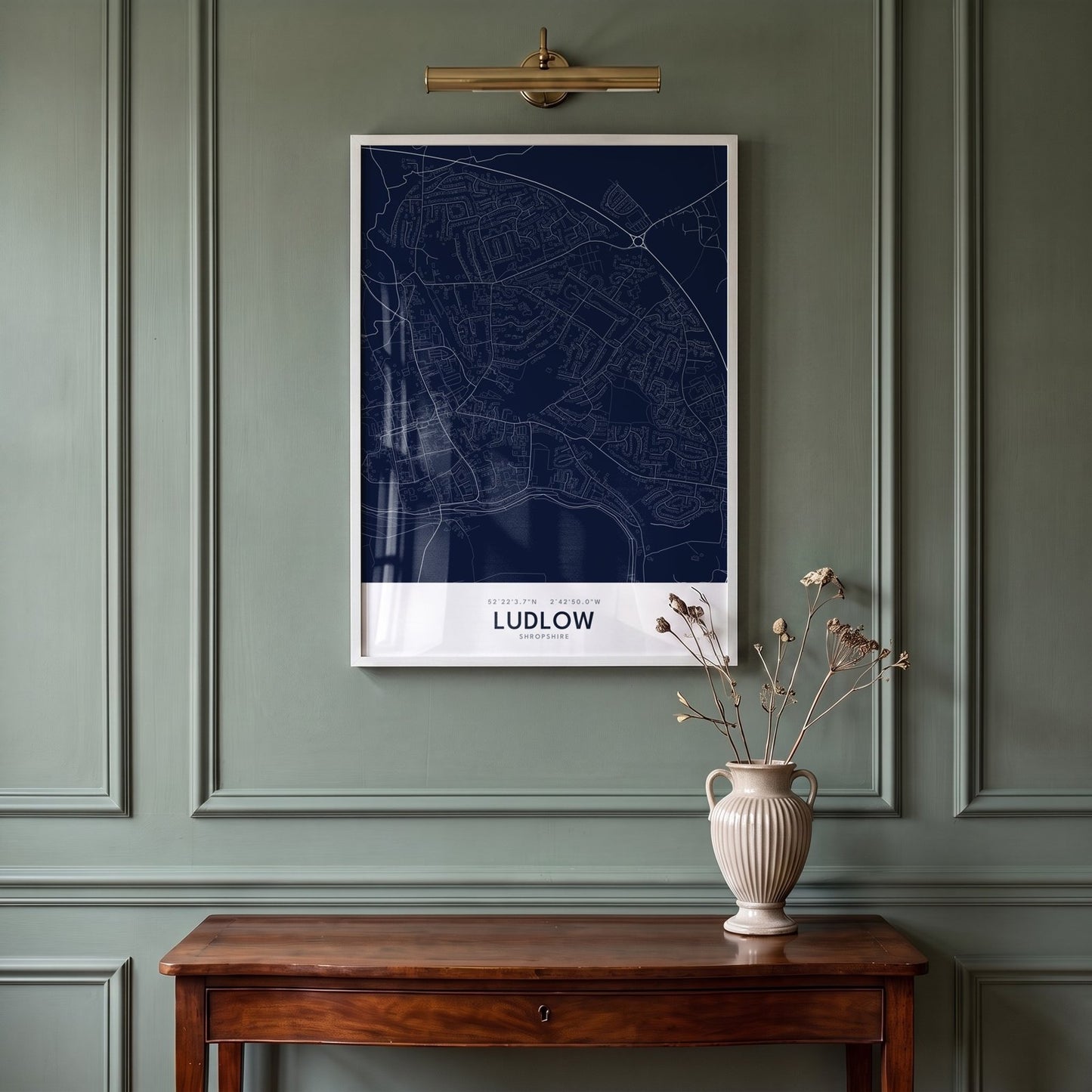 Ludlow — Framed Map Print (Navy)