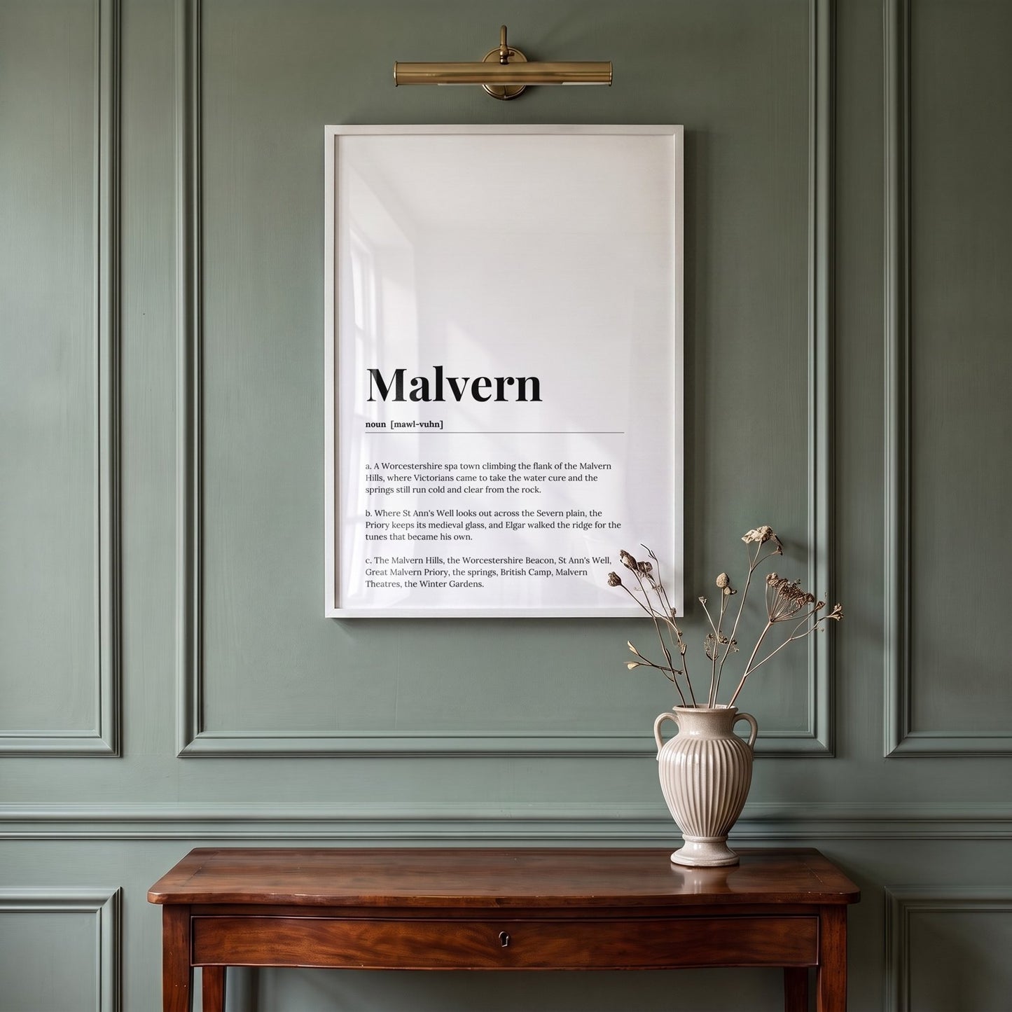Malvern — Framed Dictionary Print