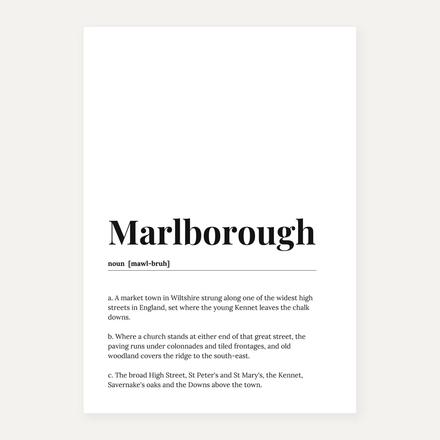 Marlborough — Dictionary Print
