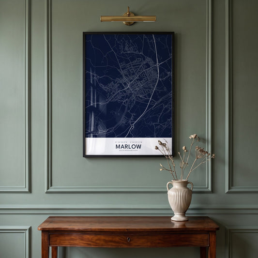 Marlow — Framed Map Print (Navy)