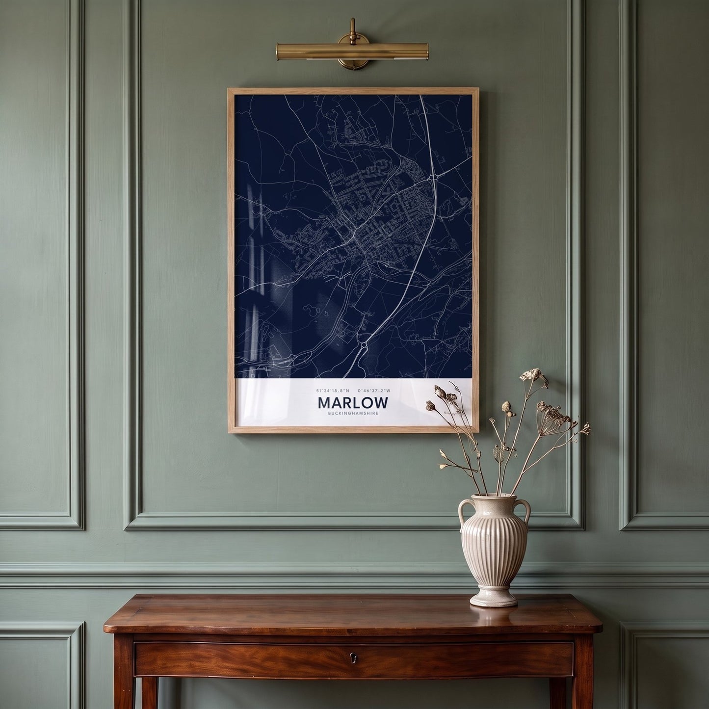 Marlow — Framed Map Print (Navy)