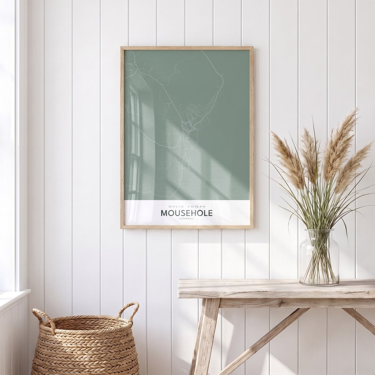 Mousehole — Framed Map Print (Sage)