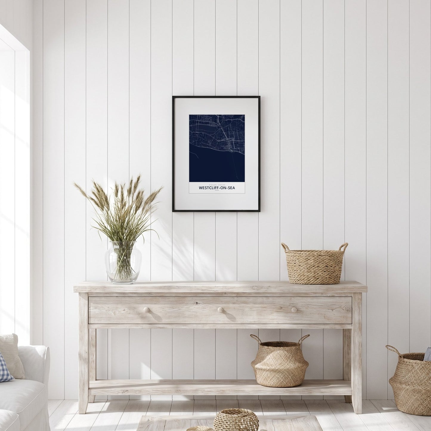 Westcliff-on-Sea — Framed Map Print (Navy)