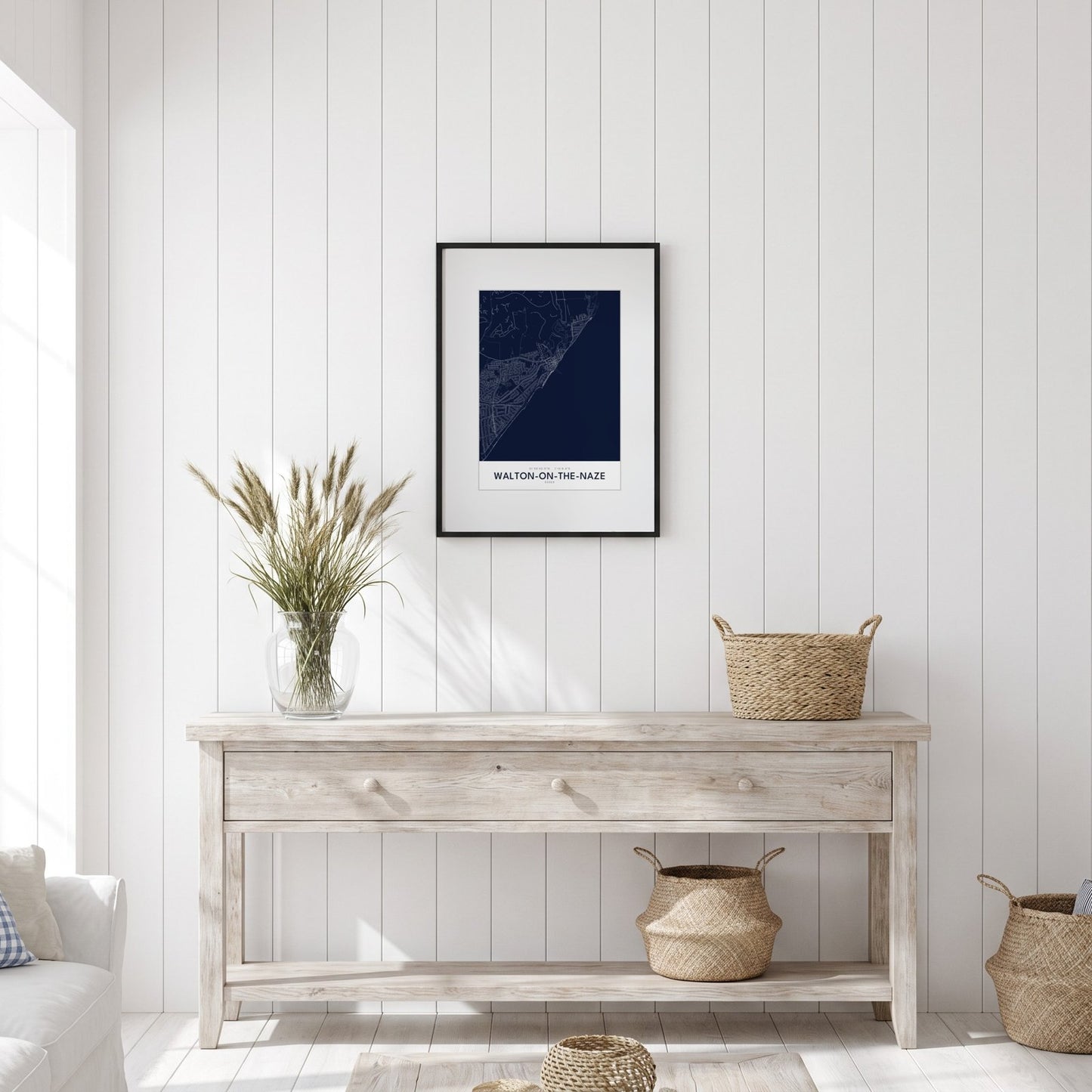 Walton-on-the-Naze — Framed Map Print (Navy)
