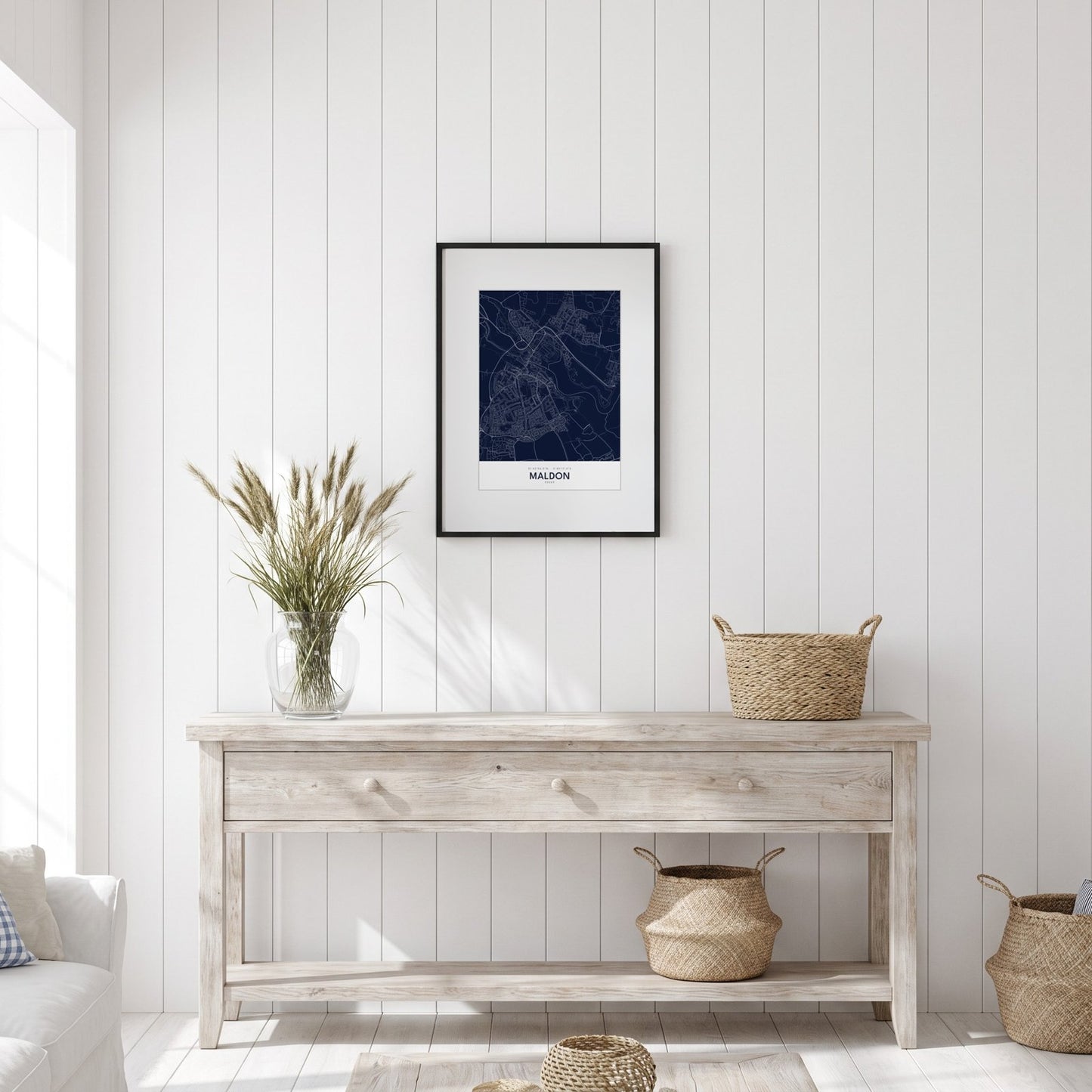 Maldon — Framed Map Print (Navy)