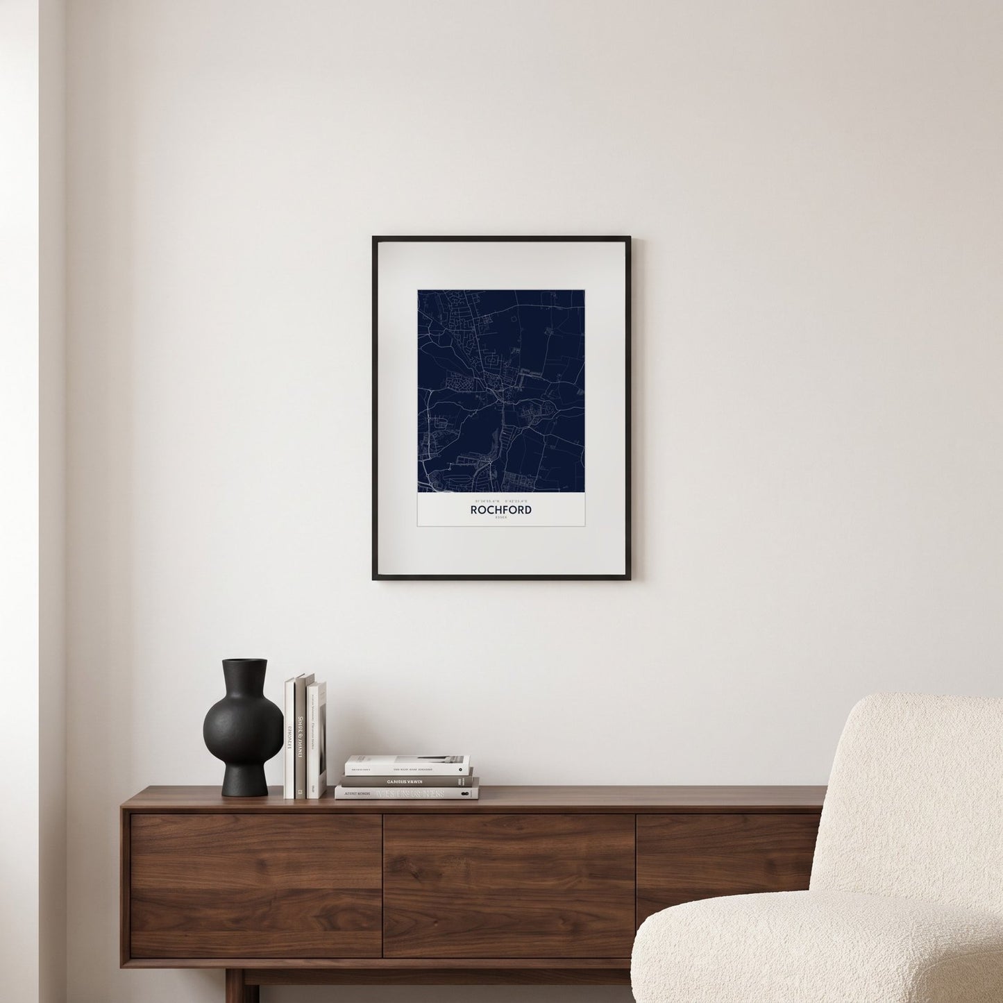 Rochford — Framed Map Print (Navy)