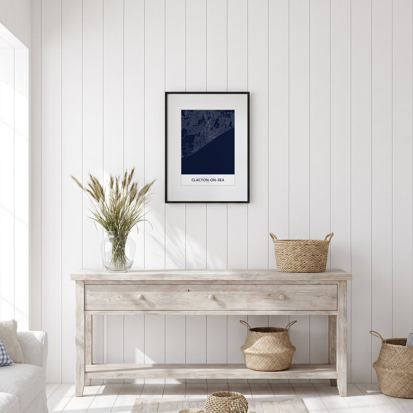 Clacton-on-Sea — Framed Map Print (Navy)