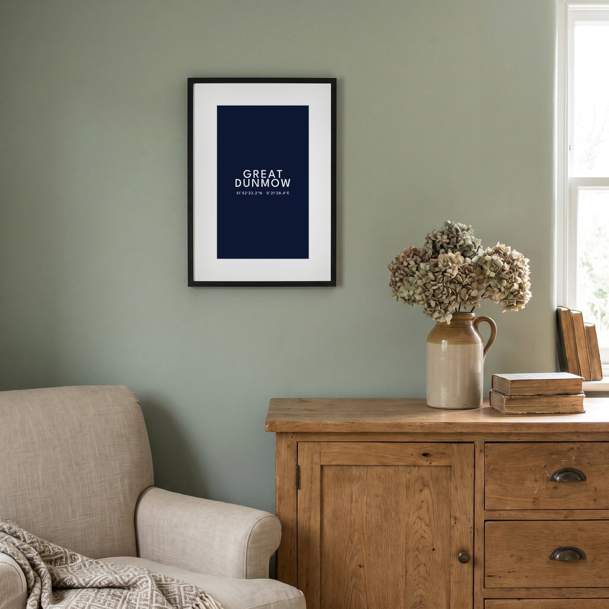 Great Dunmow — Framed Coordinates Print (Navy)
