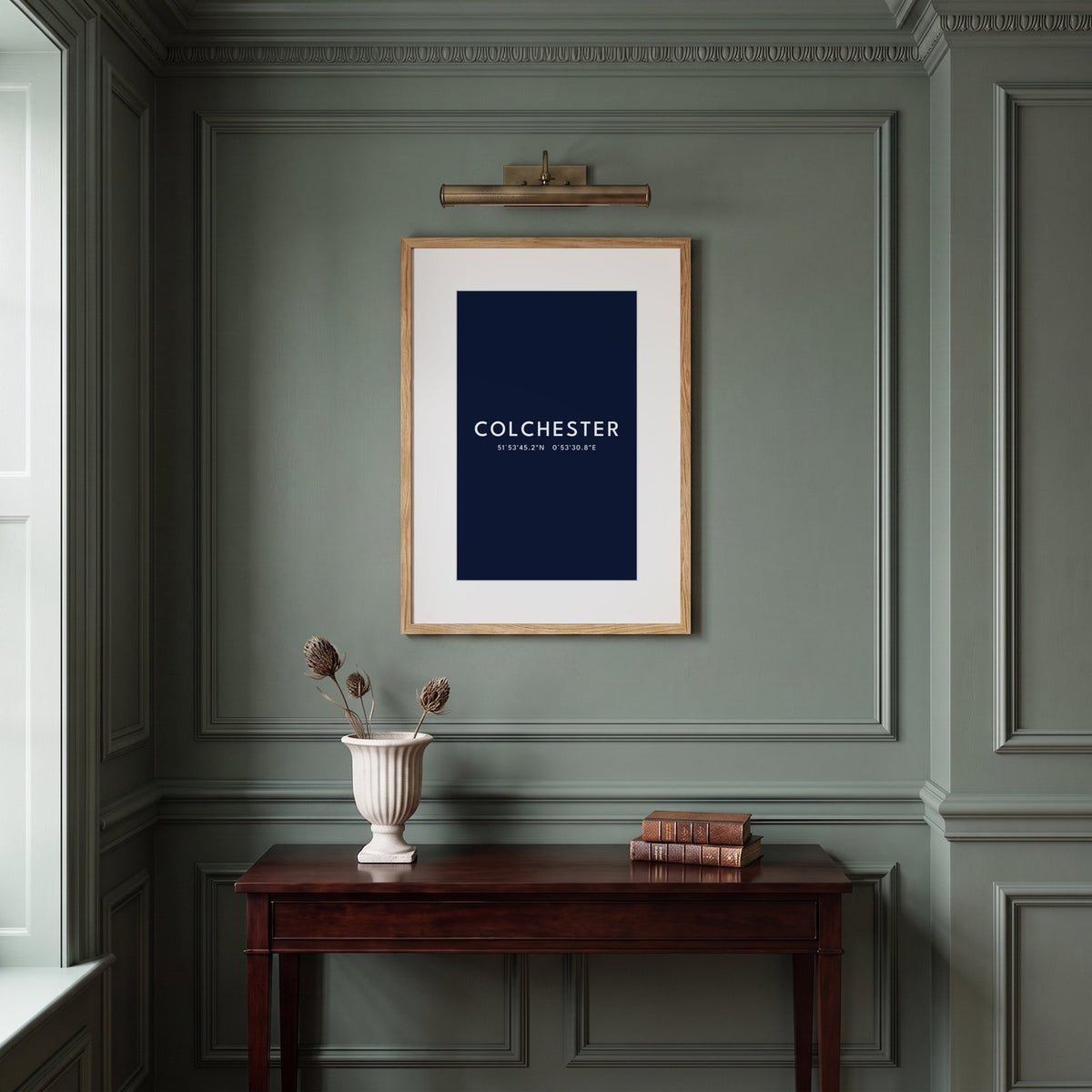 Colchester — Framed Coordinates Print (Navy)