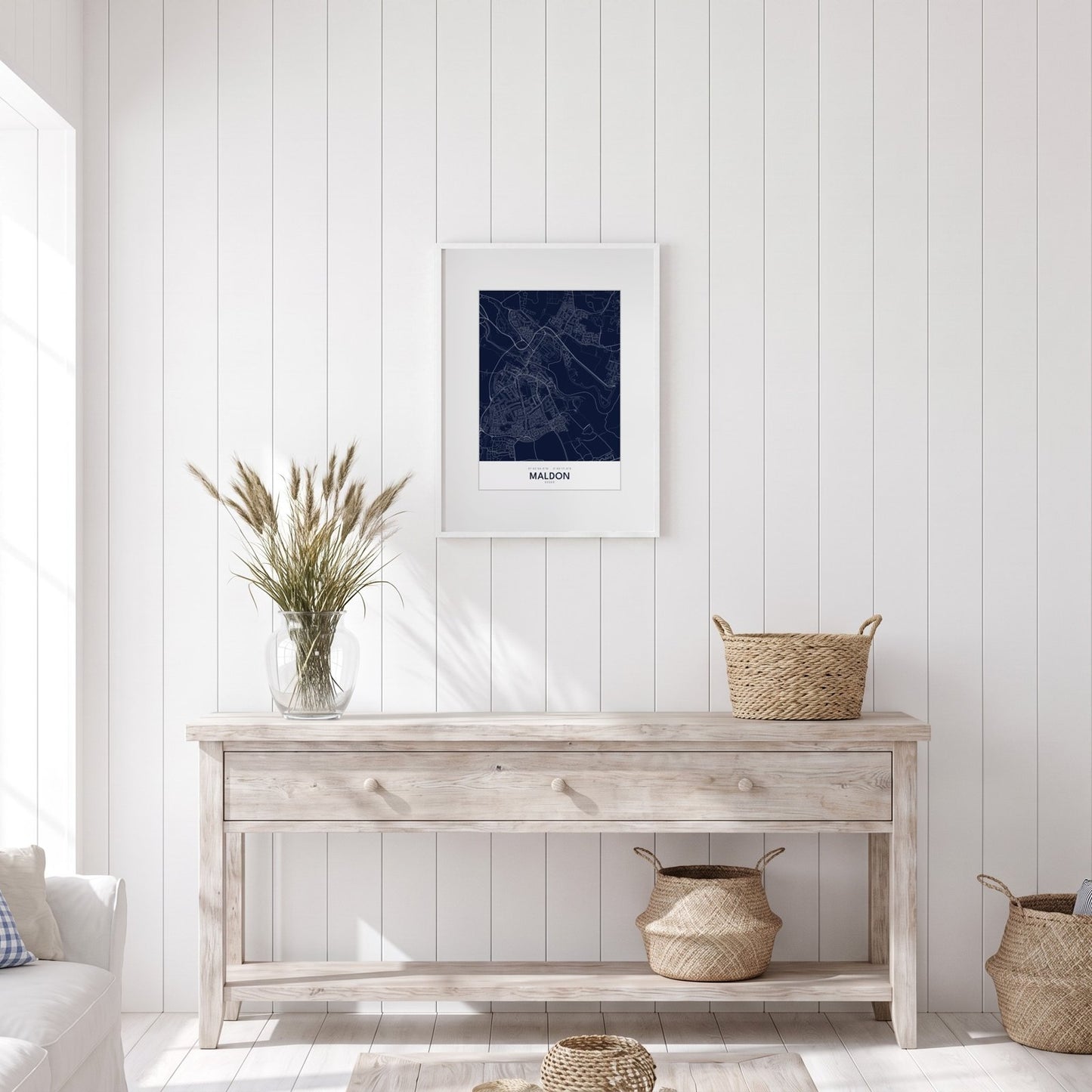 Maldon — Framed Map Print (Navy)
