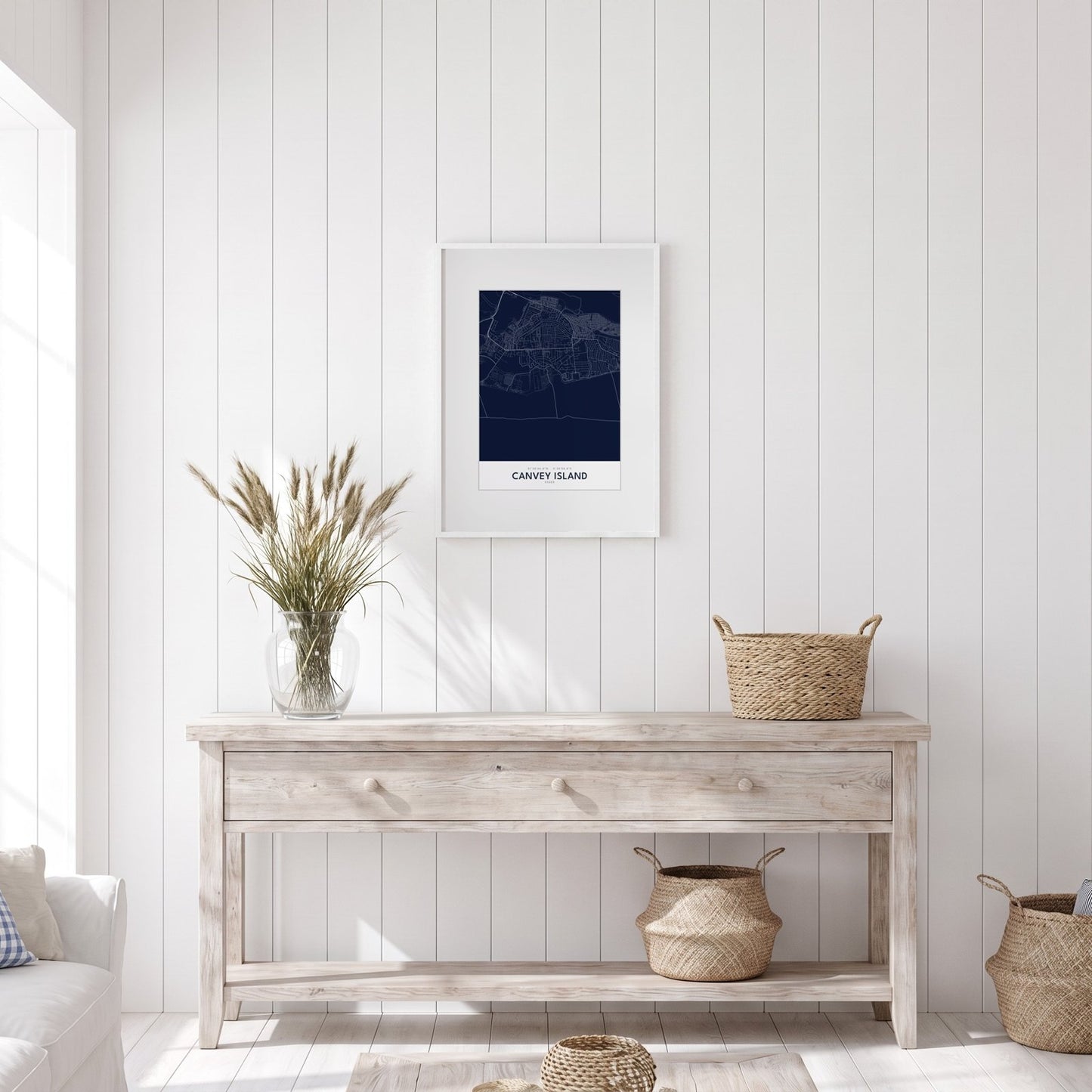 Canvey Island — Framed Map Print (Navy)