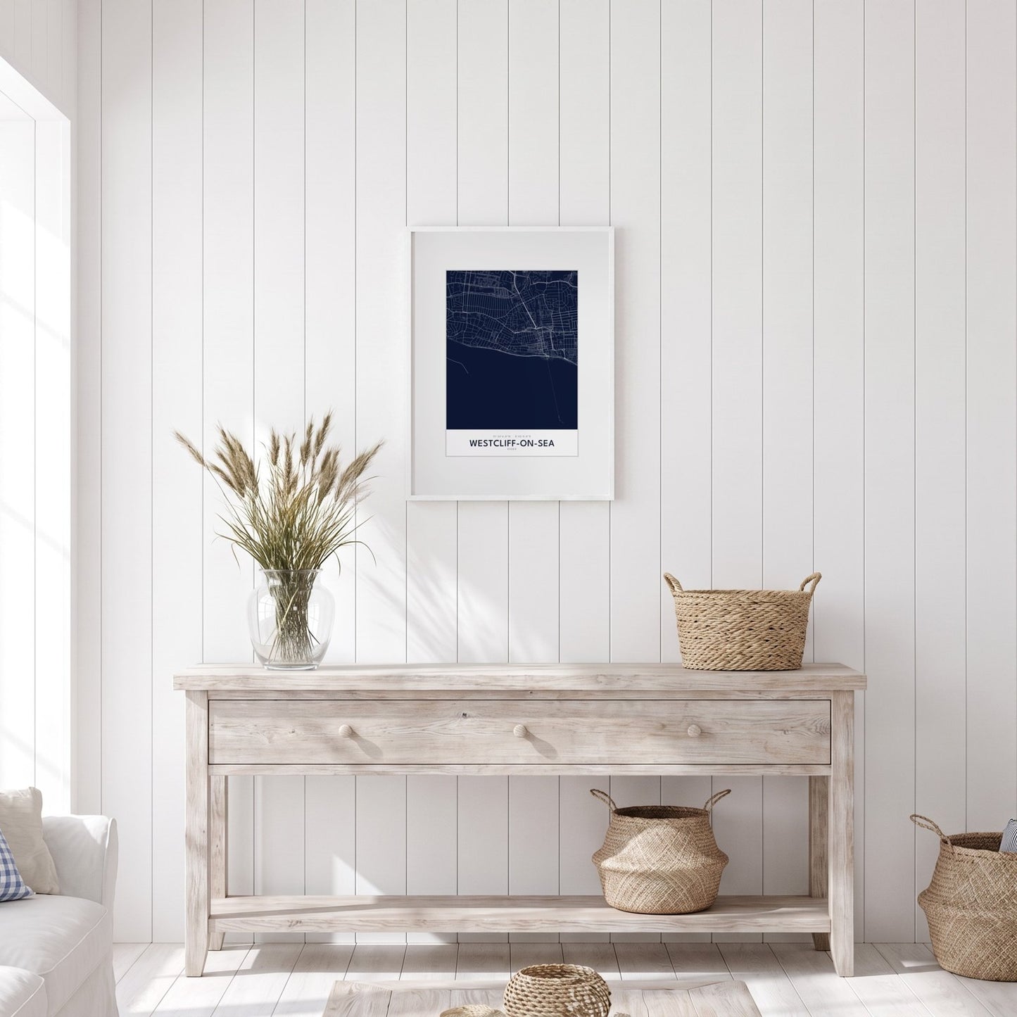 Westcliff-on-Sea — Framed Map Print (Navy)