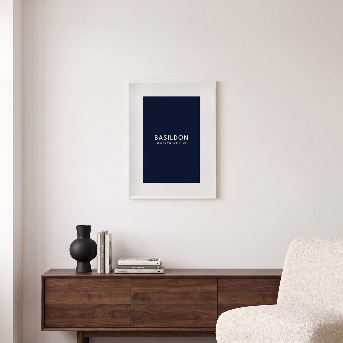 Basildon — Framed Coordinates Print (Navy)