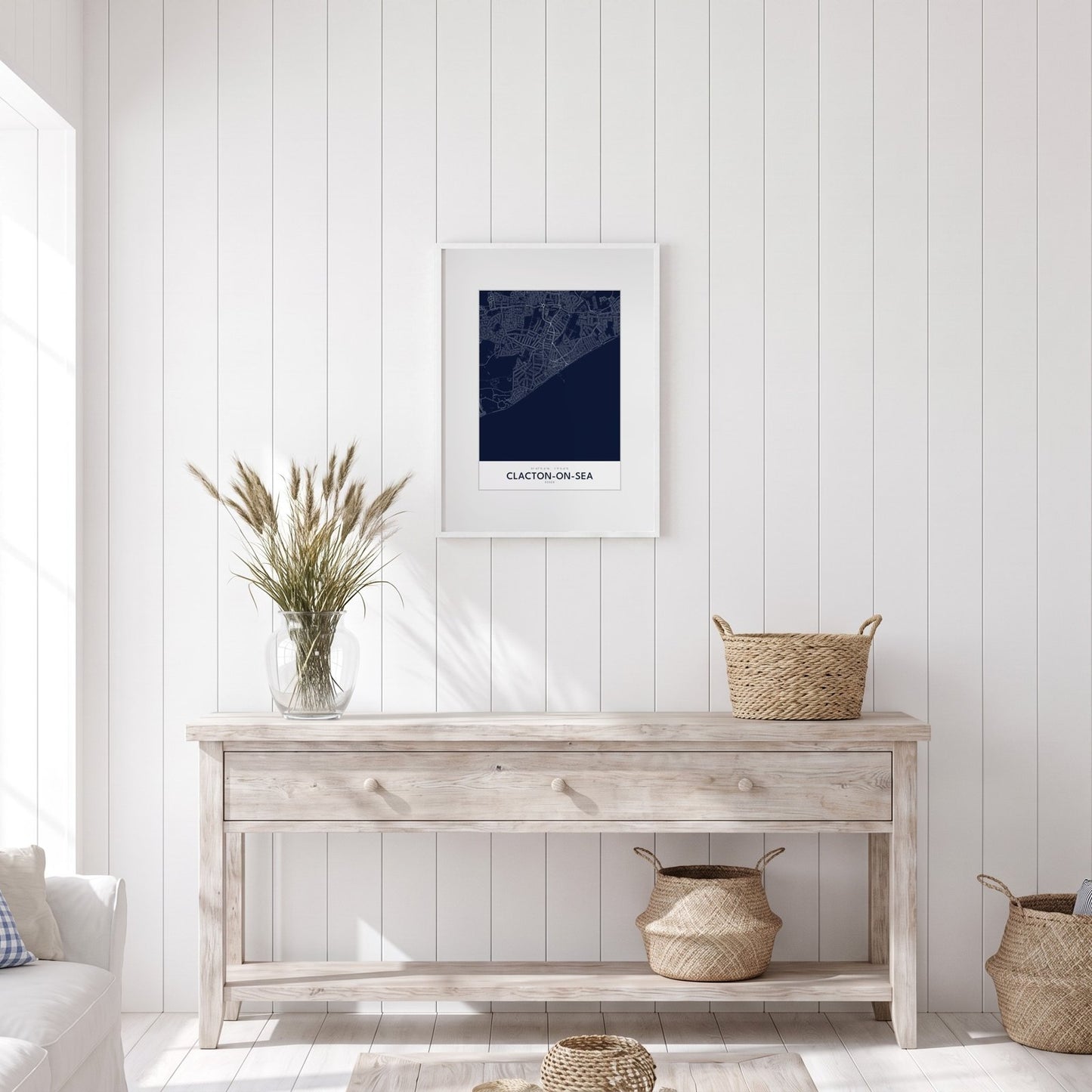 Clacton-on-Sea — Framed Map Print (Navy)