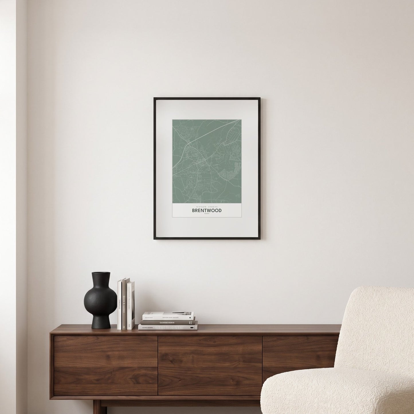 Brentwood — Framed Map Print (Sage)