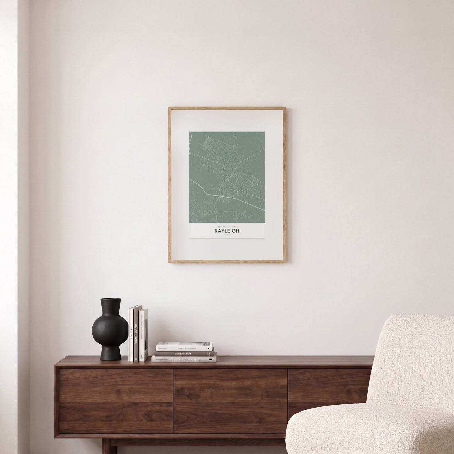 Rayleigh — Framed Map Print (Sage)