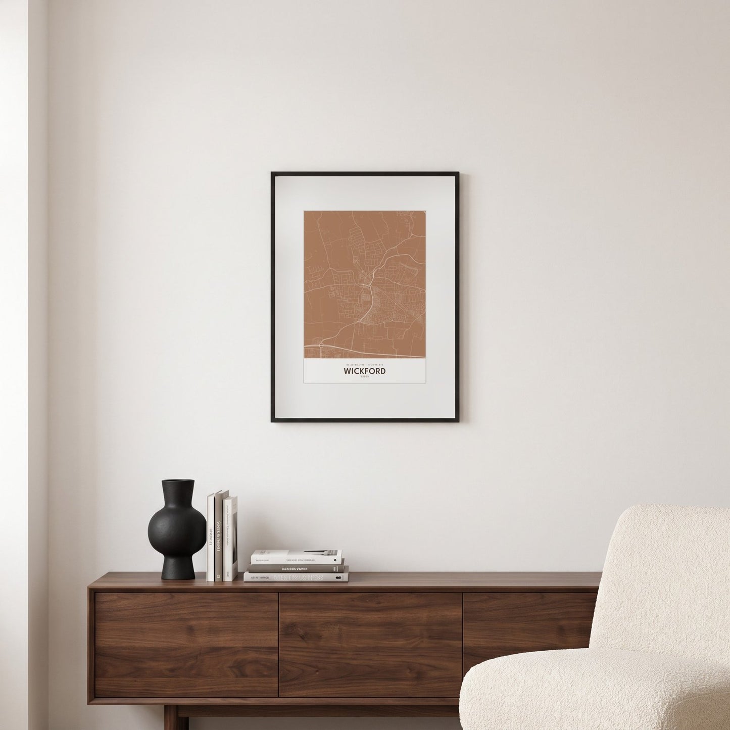 Wickford — Framed Map Print (Terracotta)