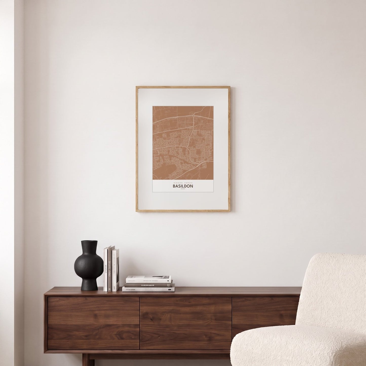 Basildon — Framed Map Print (Terracotta)