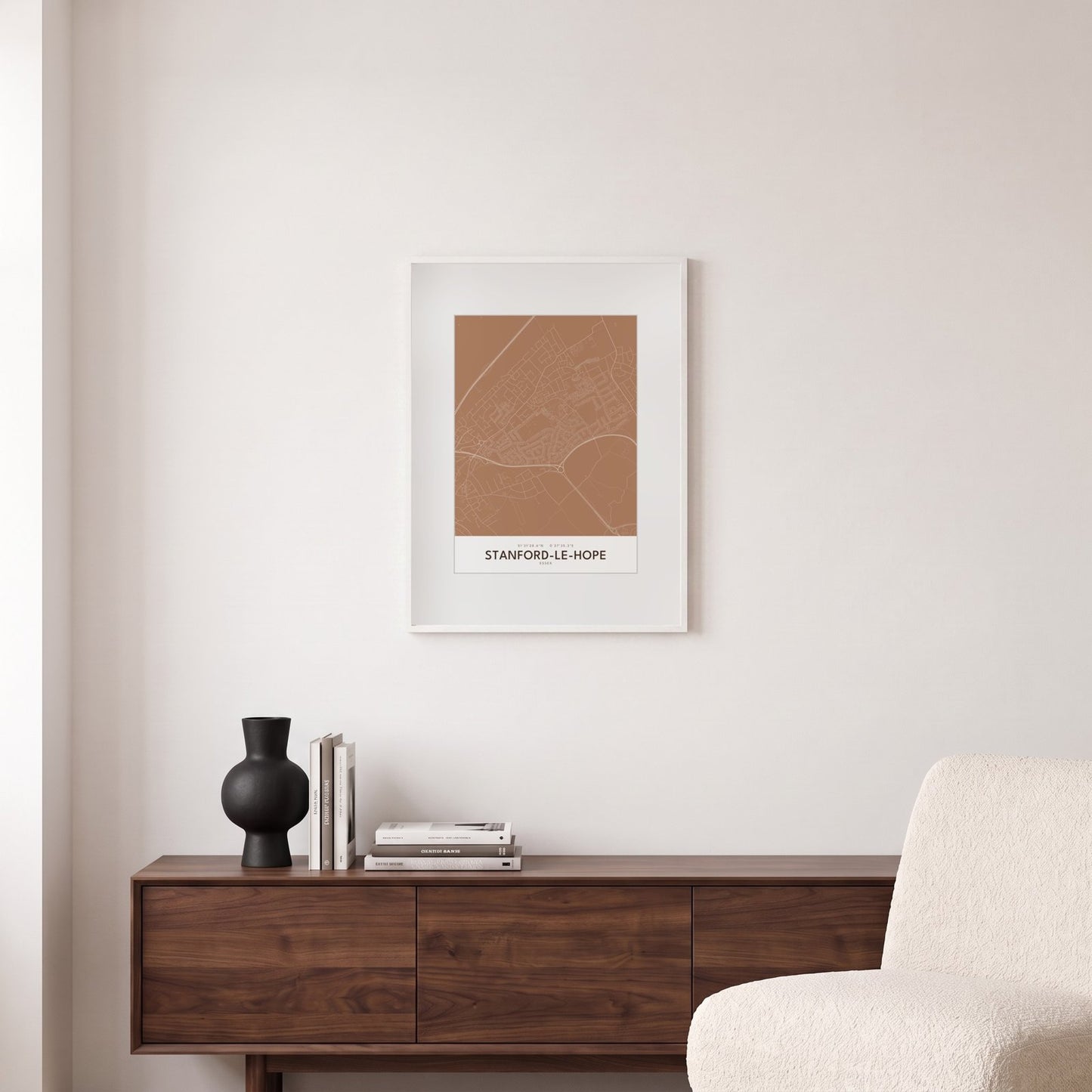 Stanford-le-Hope — Framed Map Print (Terracotta)