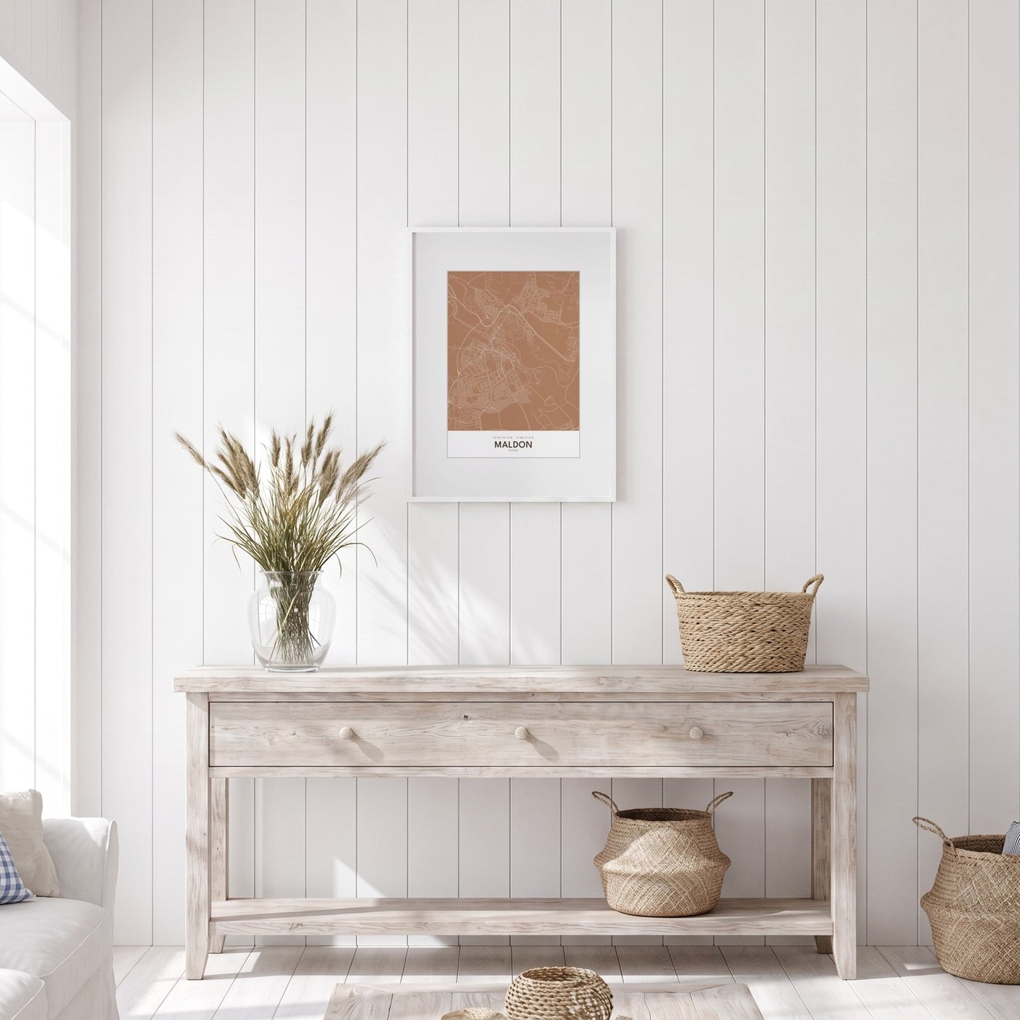 Maldon — Framed Map Print (Terracotta)