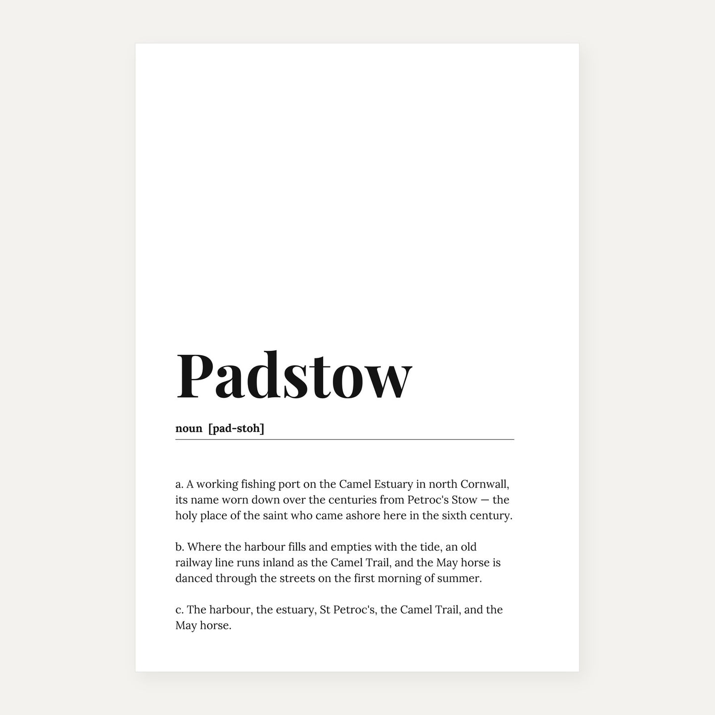 Padstow — Dictionary Print