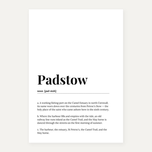 Padstow — Dictionary Print