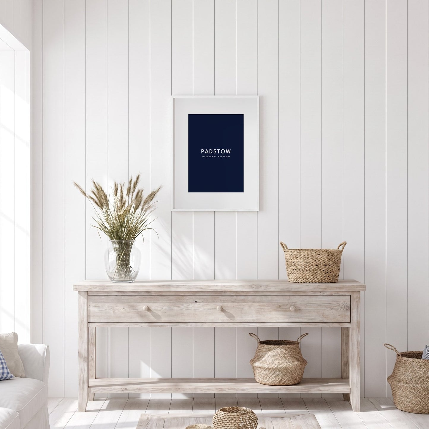 Padstow — Framed Coordinates Print (Navy)