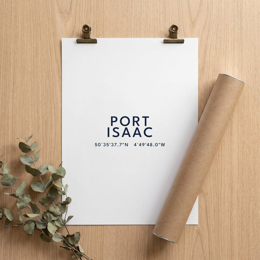 Port Isaac — Coordinates Print (White)