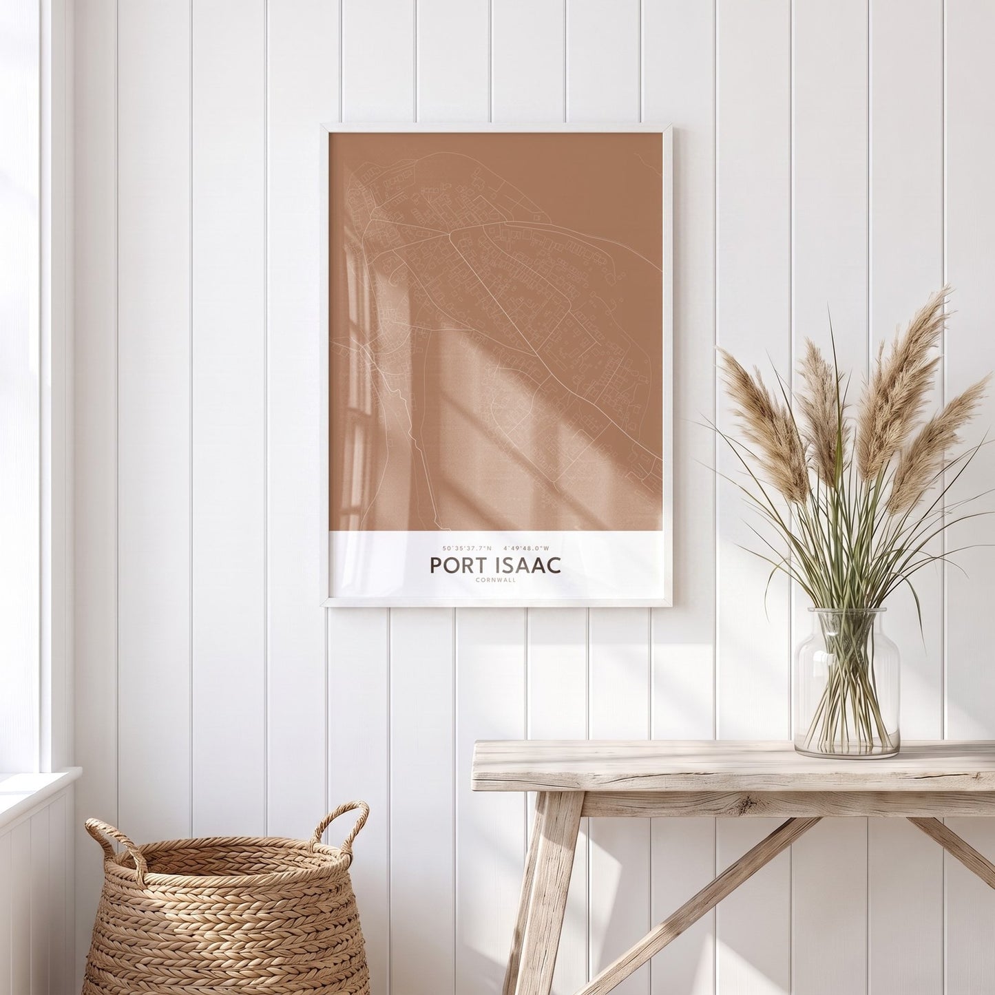 Port Isaac — Framed Map Print (Terracotta)