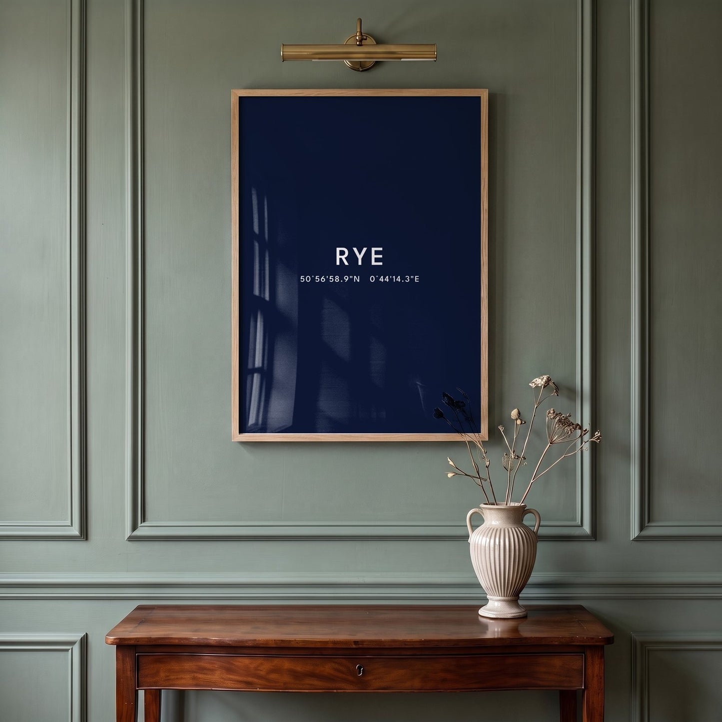 Rye — Framed Coordinates Print (Navy)