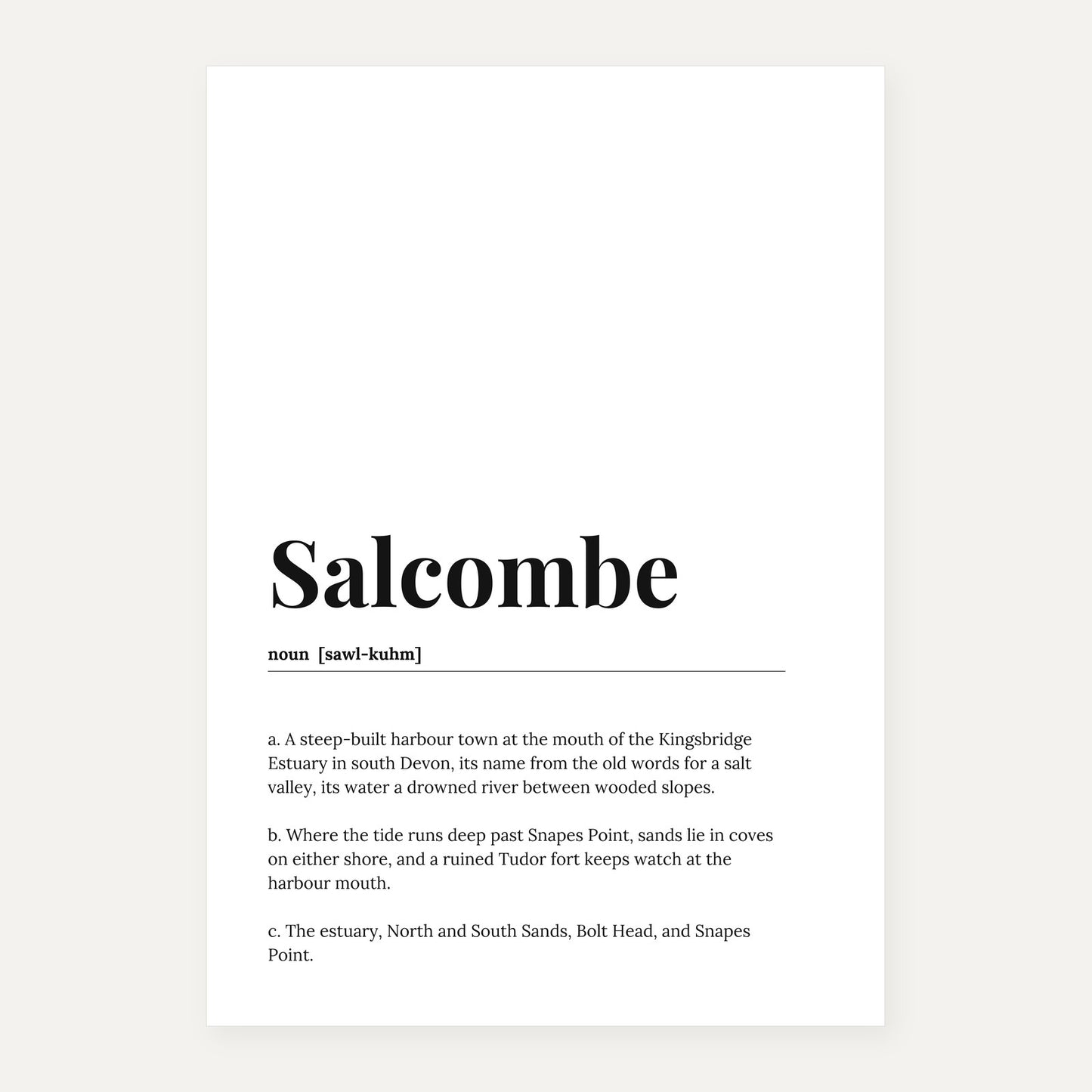 Salcombe — Dictionary Print
