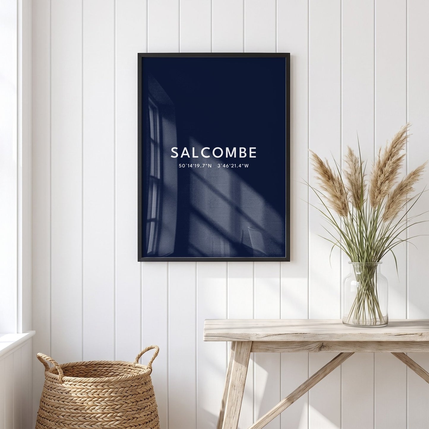 Salcombe — Framed Coordinates Print (Navy)