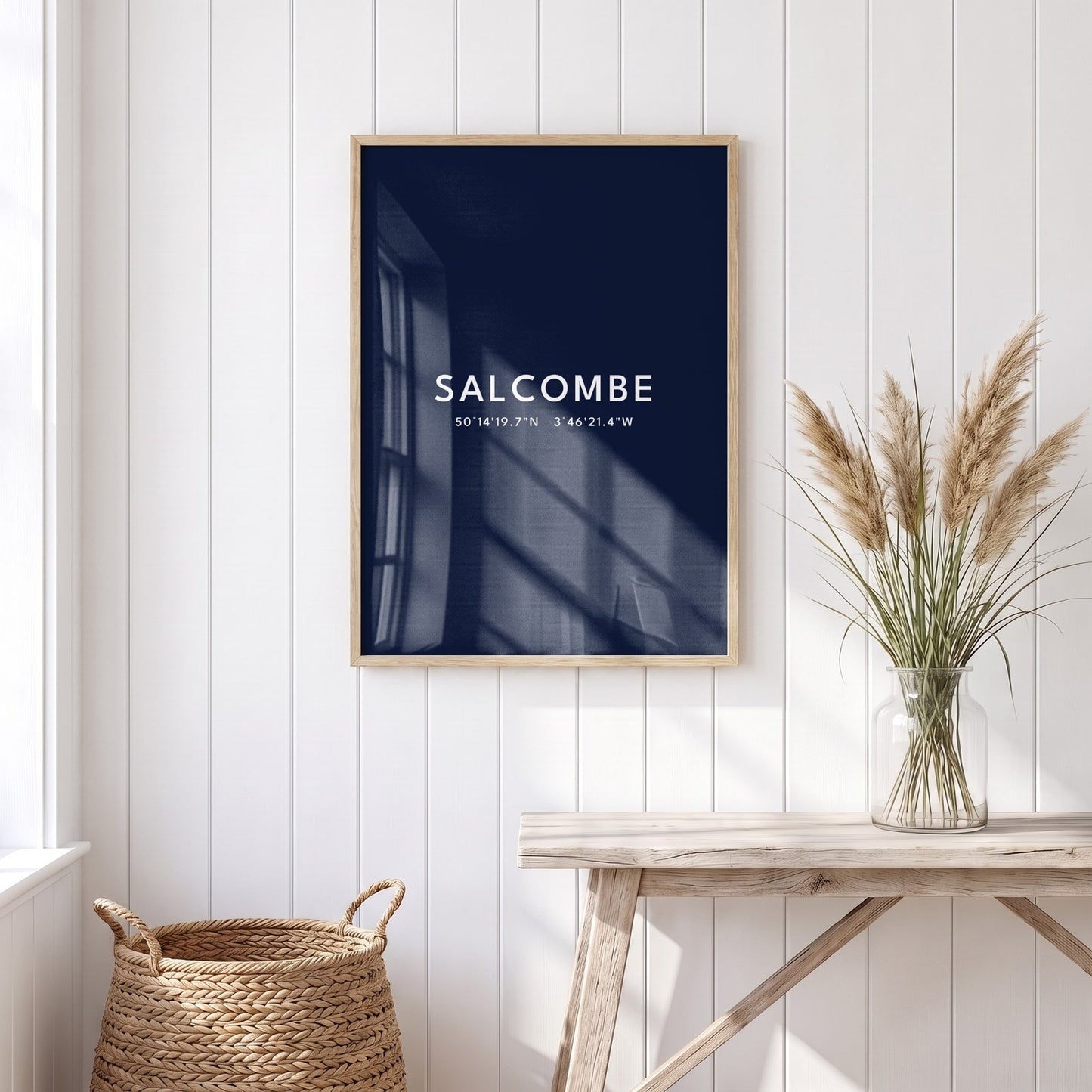 Salcombe — Framed Coordinates Print (Navy)