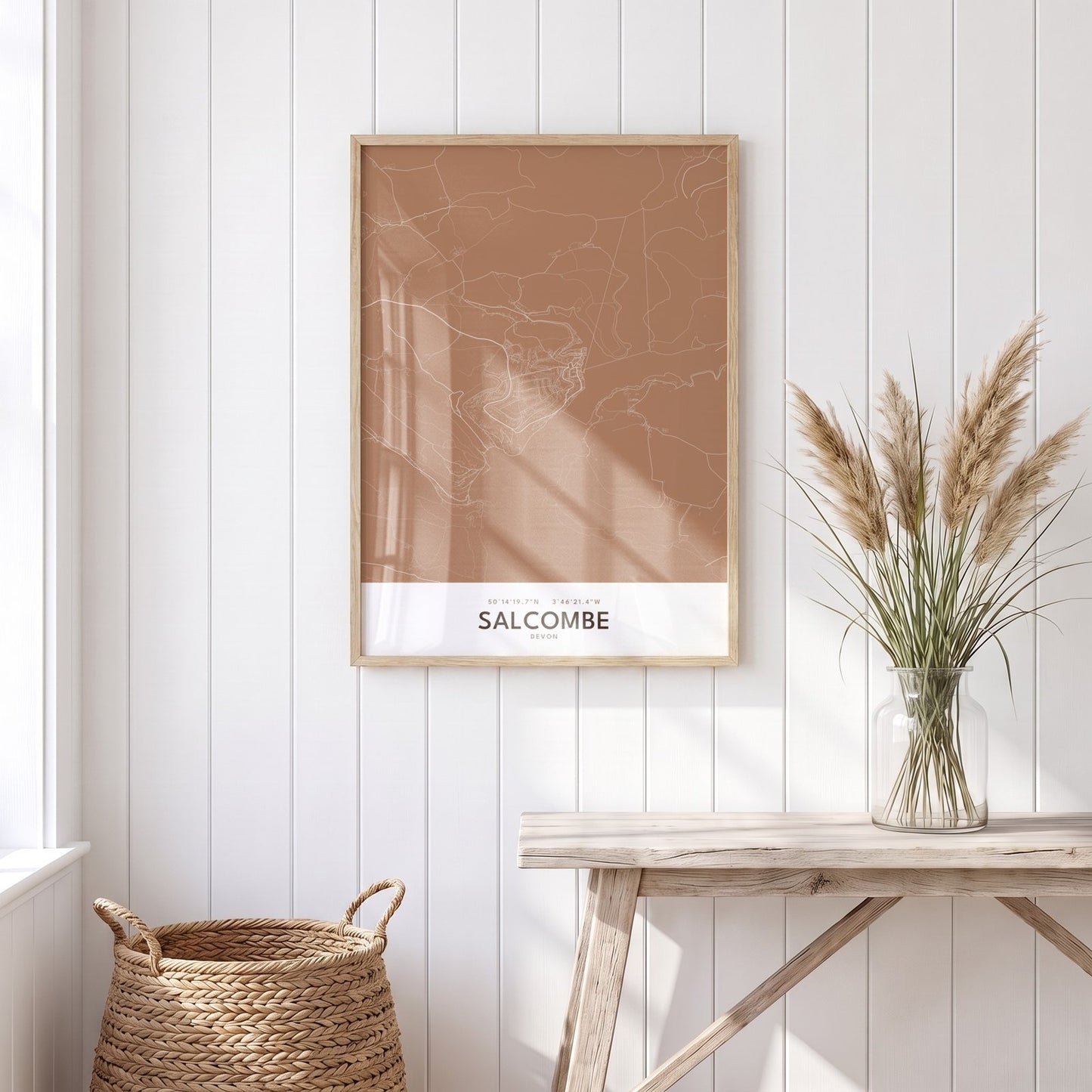 Salcombe — Framed Map Print (Terracotta)