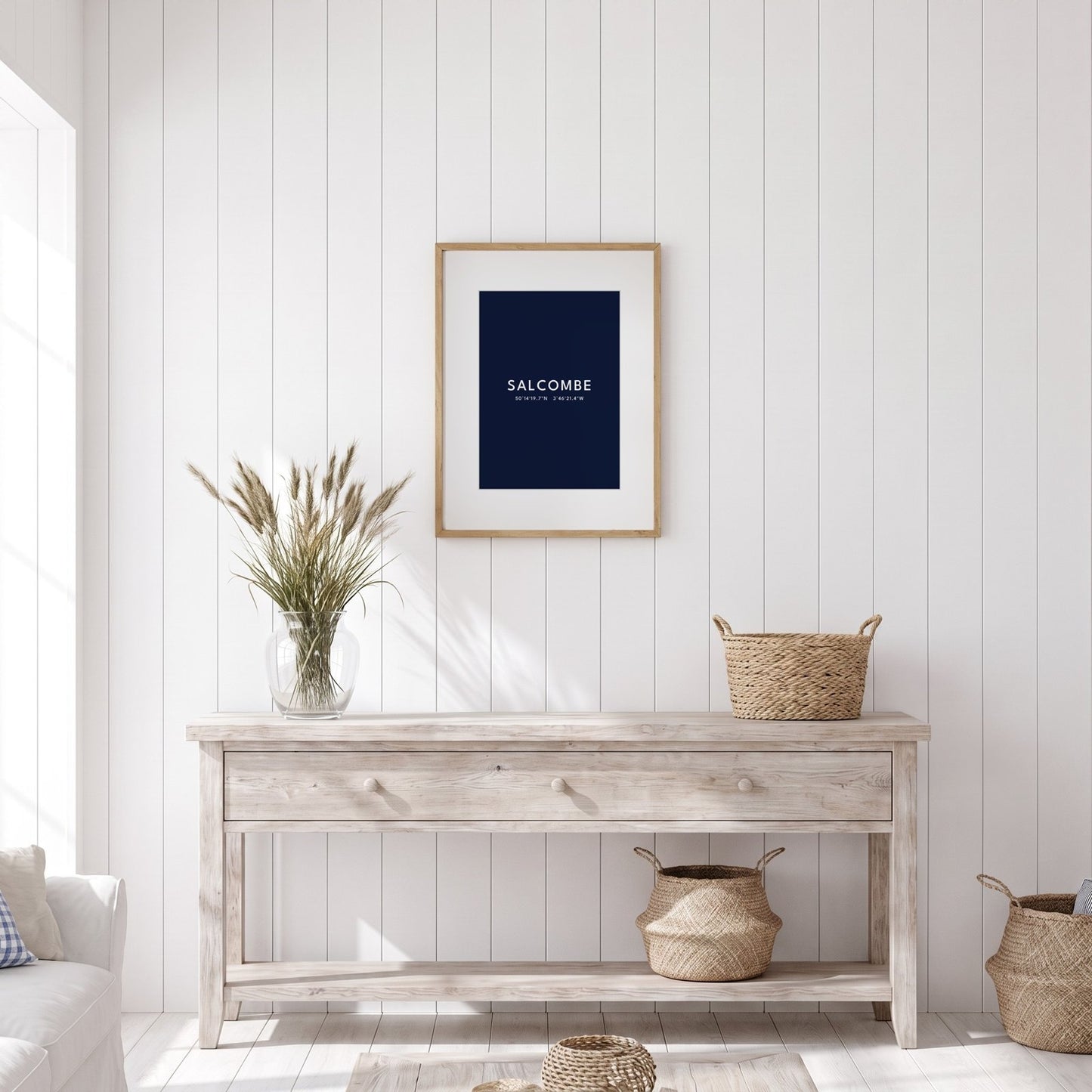 Salcombe — Framed Coordinates Print (Navy)