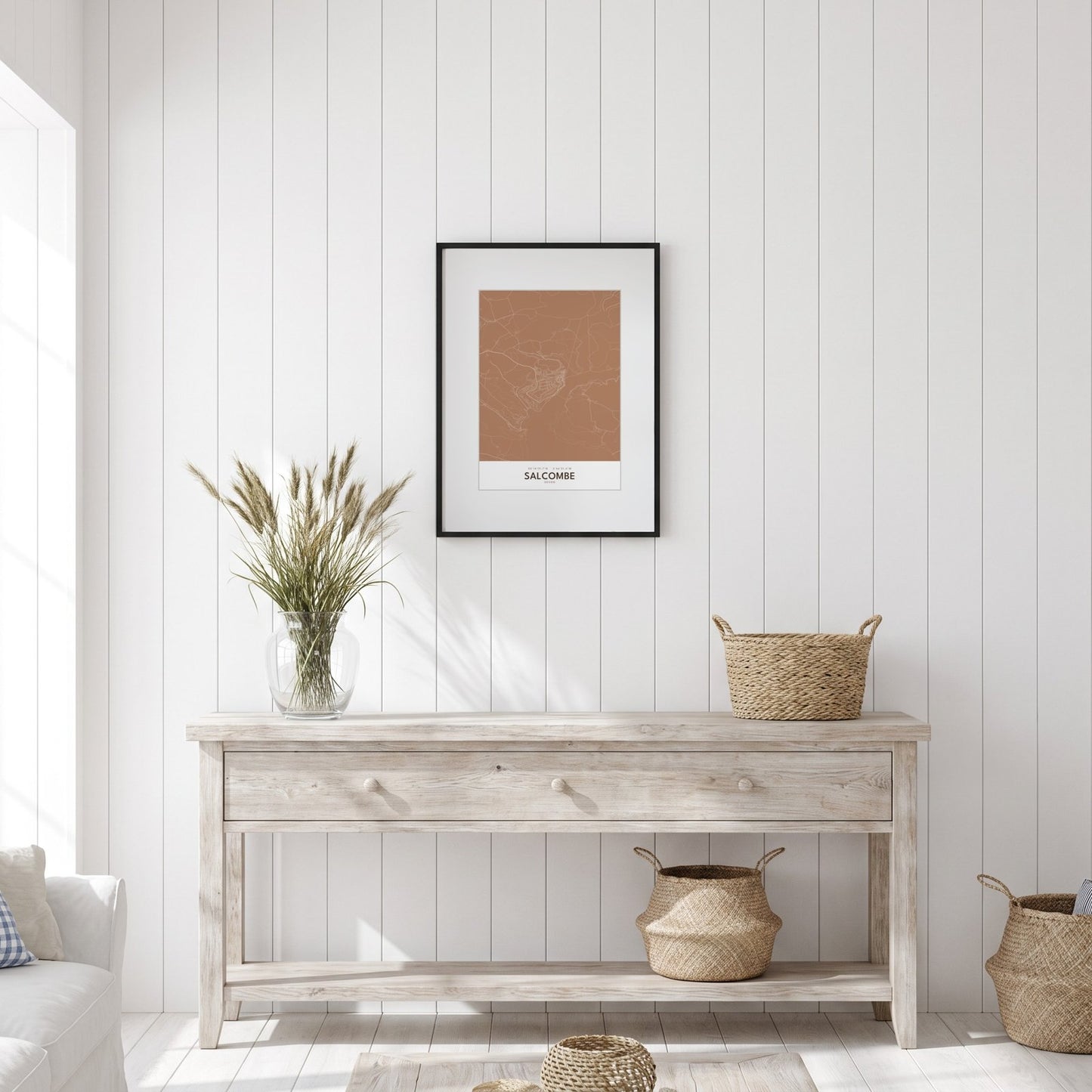 Salcombe — Framed Map Print (Terracotta)